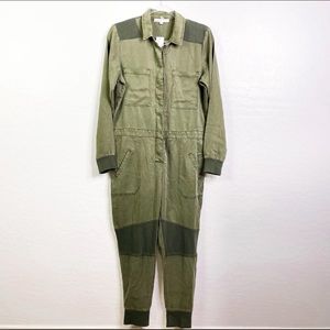 Young Fabulous & Broke Jumpsuit Green NWOT Aviator Boilersuit XS Long Sleeves
